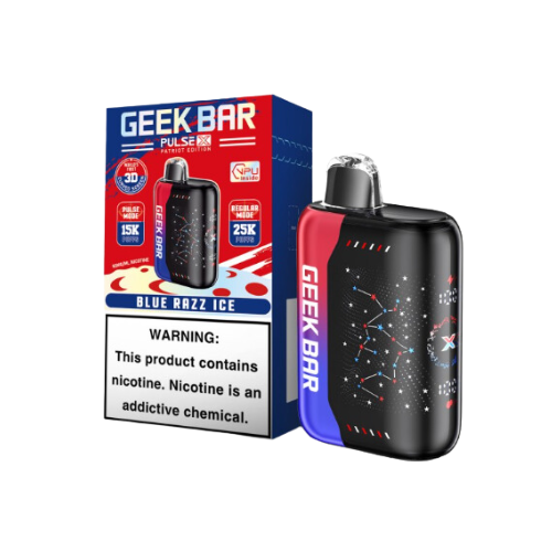 Geek Bar Pulse X Vape 25k Puffs - Blue Razz Ice Patriot Edition ...